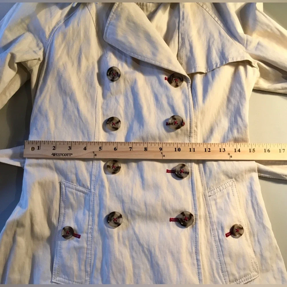BANANAS REPUBLIC Vintage cream canvas trench coat Cotton Slim fit Lightweight - Picture 12 of 16